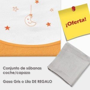Conjunto sábana cochecito Luna Abricot con gasa de regalo